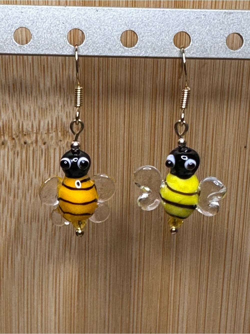 Glass Bees Dangle Earrings in Yellow and Black - Women Jewelry